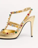 Valentino Rockstud Décolleté In Laminated Nappa With Cabochon And Crystals 100Mm - Image 2